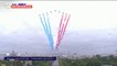 14-Juillet: la patrouille de France déploie son emblématique panache de fumée bleu-blanc-rouge au-dessus des Champs-Élysées