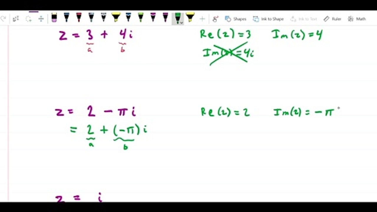 Complex numbers - Real and imaginary part examples
