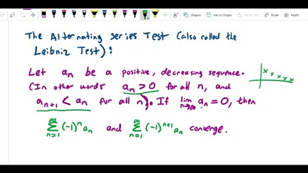 Conditional Convergence and Alternating Series - Alternating series test, with example