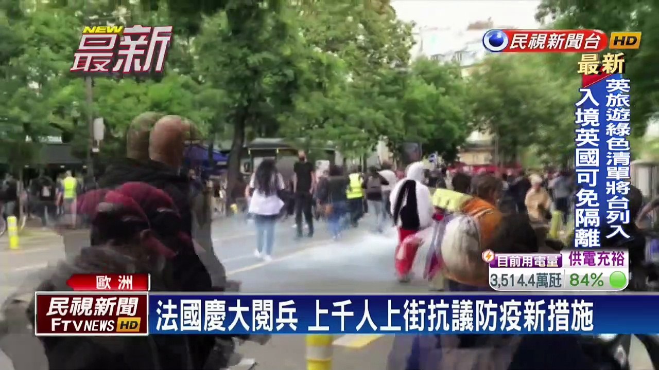 反強制醫護打疫苗 法國國慶1.9萬人上街抗議