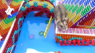 DIY - Satisfying and Relaxation with Magnet - Build Double Mud House Around Swimming Pool For Cute Hamster