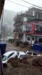 下载视频: A Cloudburst triggers flash floods in Dharamshala in an Indian state of Himachal Pradesh |India