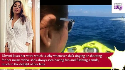 Viral Video Dhvani Bhanushali looks super hot in a bathrobe enjoys speedboat ride in the sea