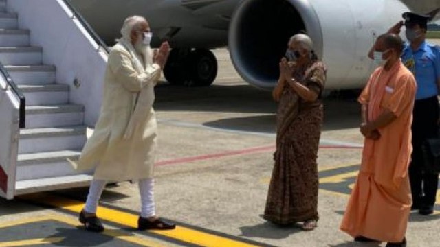 PM Modi arrives in his parliamentary constituency Varanasi