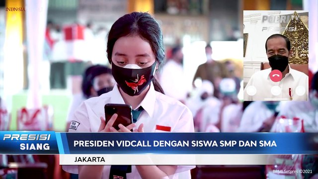 Presiden Vidcall Dengan Siswa Penerima Vaksin