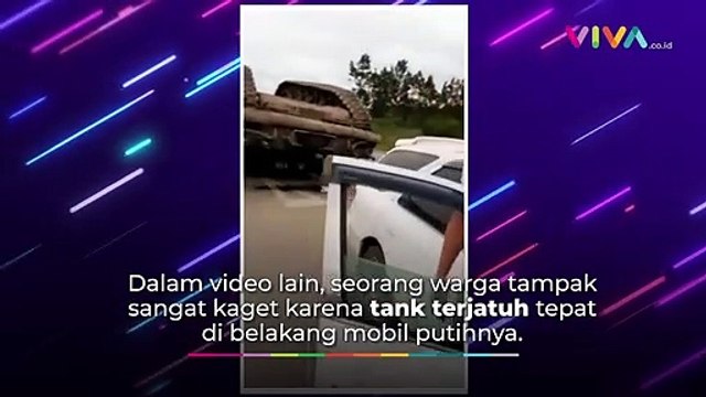 Tank Militer Angkatan Rusia Jatuh Terbalik Tengah Jalan