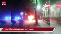 Elektrikli bisiklet alev alev yandı