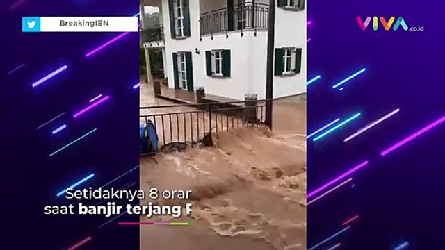 Banjir Bandang di Jantung Eropa, Mobil-mobil Terbawa Arus
