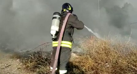 Lamezia Terme (CZ) - Incendio di sterpaglie e rifiuti (15.07.21)
