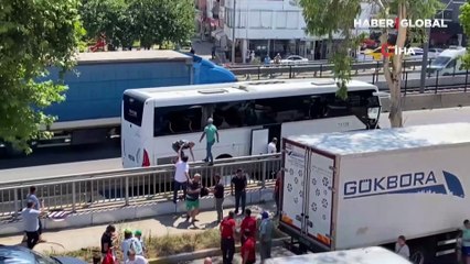 Otobüste korku dolu anlar! Yolcular camları kırıp atladı