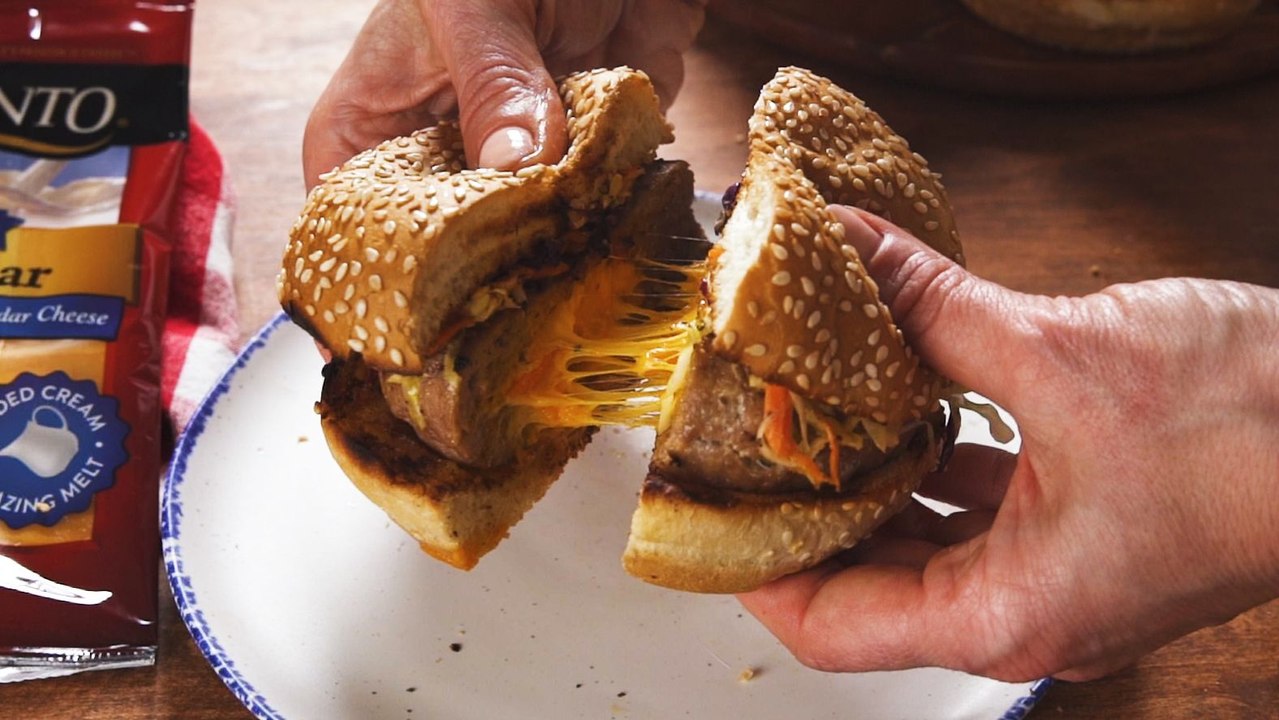 Grilled Turkey Juicy Lucy Burgers Couldn't Be Easier to Make