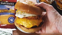 Creamy Chilaquiles Burgers Get Melty Cheese, Saucy Chips, AND a Fried Egg