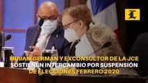 Miriam Germán y exconsultor de la JCE sostienen intercambio por suspensión de elecciones febrero 2020
