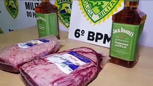 Casal é detido após tentar furtar peças de picanha e litros de Jack Daniels