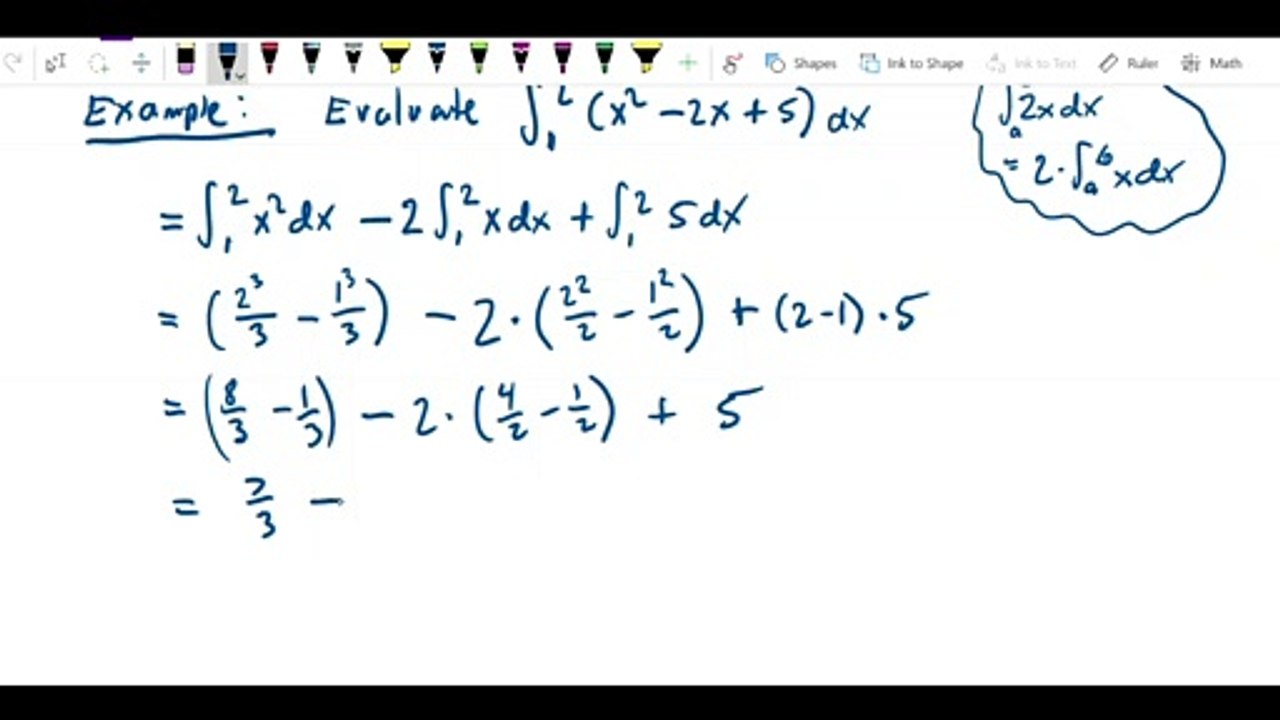 Definite integral - Integrals of constant, x, and x squared