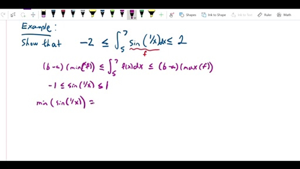 Definite integral - min max property