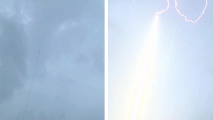 La foudre suit un fil de cuivre envoyé dans les nuages