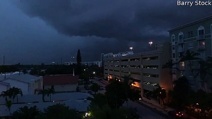 Bright Blue Glow Fills Sky as Lightning Strikes Power Transformer