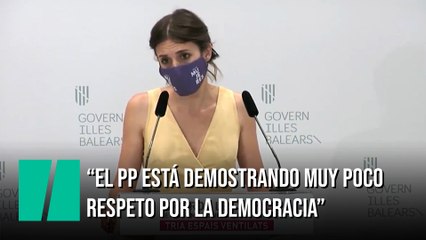 Irene Montero: "El PP está demostrando muy poco respeto por la democracia"