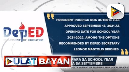 Pagbubukas ng klase para sa school year 2021-2022, itinakda sa Setyembre