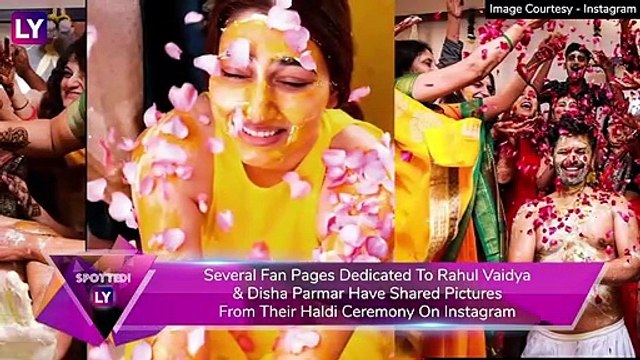 Rahul Vaidya- Disha Parmar Haldi Ceremony: Couple’s Faces Smeared In Haldi During Pre-Wedding Ceremony