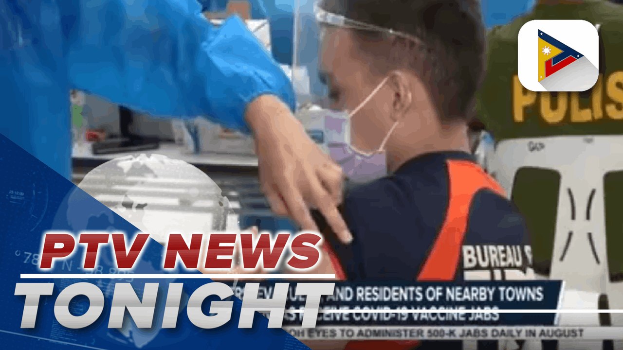 First responders, evacuees, and residents of nearby towns in Taal, Batangas receive COVID-19 vaccine jabs