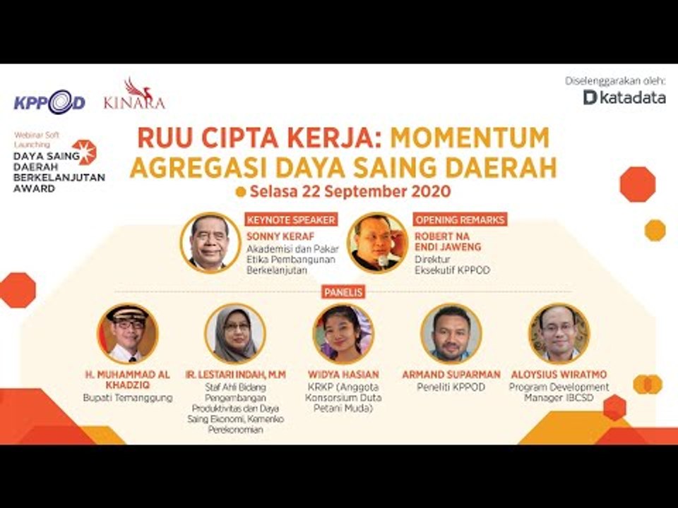 Daya Saing Daerah Berkelanjutan Webinar "RUU Cipta Kerja: Momentum Agregasi Daya Saing Daerah"