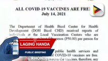 DOH-Bicol, naglabas ng regional advisory laban sa mga humihingi ng bayad at donasyon sa mga bakuna