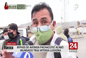 Lima Sur: bypass de Av. Pachacútec acabó inundado tras intensa llovizna