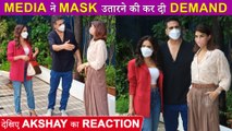 Ram Setu Promotions | Akshay's REACTION On Asked To Remove Mask With Jaqueline & Nushrratt