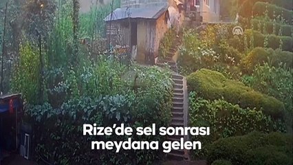 Rize'deki heyelandan kaçış anı kamerada