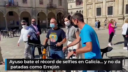 Ayuso bate el récord de selfies en Galicia… y no da patadas como Errejón