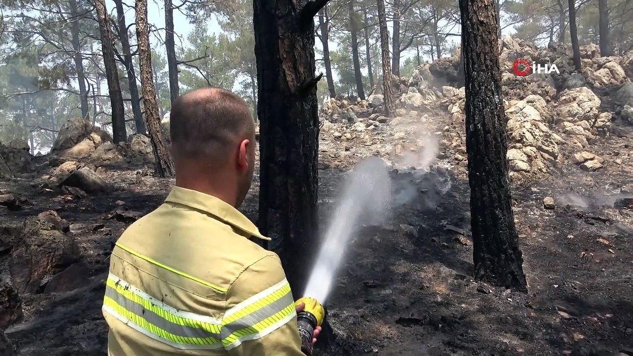 Mersin'deki orman yangınında soğutma çalışmaları devam ediyor