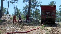 MERSİN - Kontrol altına alınan orman yangınında soğutma çalışmaları devam ediyor