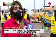 Mototaxistas de varias organizaciones atacaron depósito de SJM por presunto abuso de autoridad
