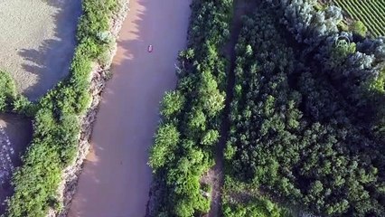 Erfstadt kentinde otobanda sular altında kalan araçlar havadan görüntülendi