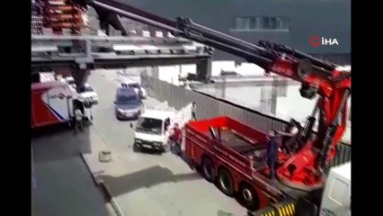 Bağcılar’da tehlikeli makine taşımacılığı kamerada