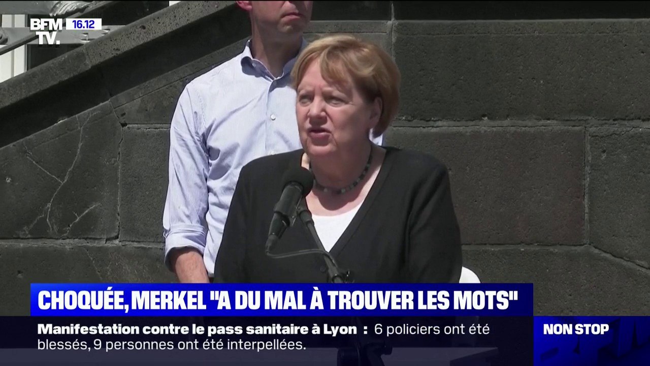 Inondations en Allemagne: pour Angela Merkel, "il n'y a quasiment pas de mot dans la langue allemande pour décrire l'étendue des dégâts"