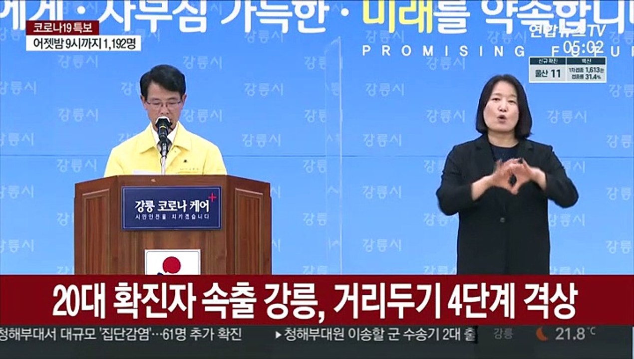 20대 확진자 속출 강릉, 거리두기 4단계 격상