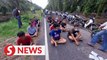 Police round up mat rempit in palm oil plantation in Pontian