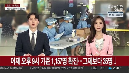 어제 오후 9시 기준 1,157명 확진…그제보다 35명↓