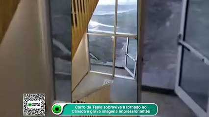 Carro da Tesla sobrevive a tornado no Canadá e grava imagens impressionantes