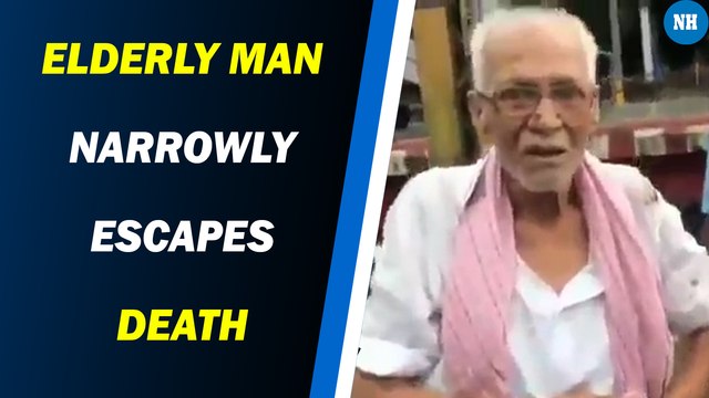 Viral Video: Elderly Man Narrowly Escapes Death After Train Driver Applies Emergency Brakes in Nick of Time