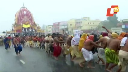 Bahuda Jatra - Nandighosha Chariot Being Pulled Amid Rains In Puri