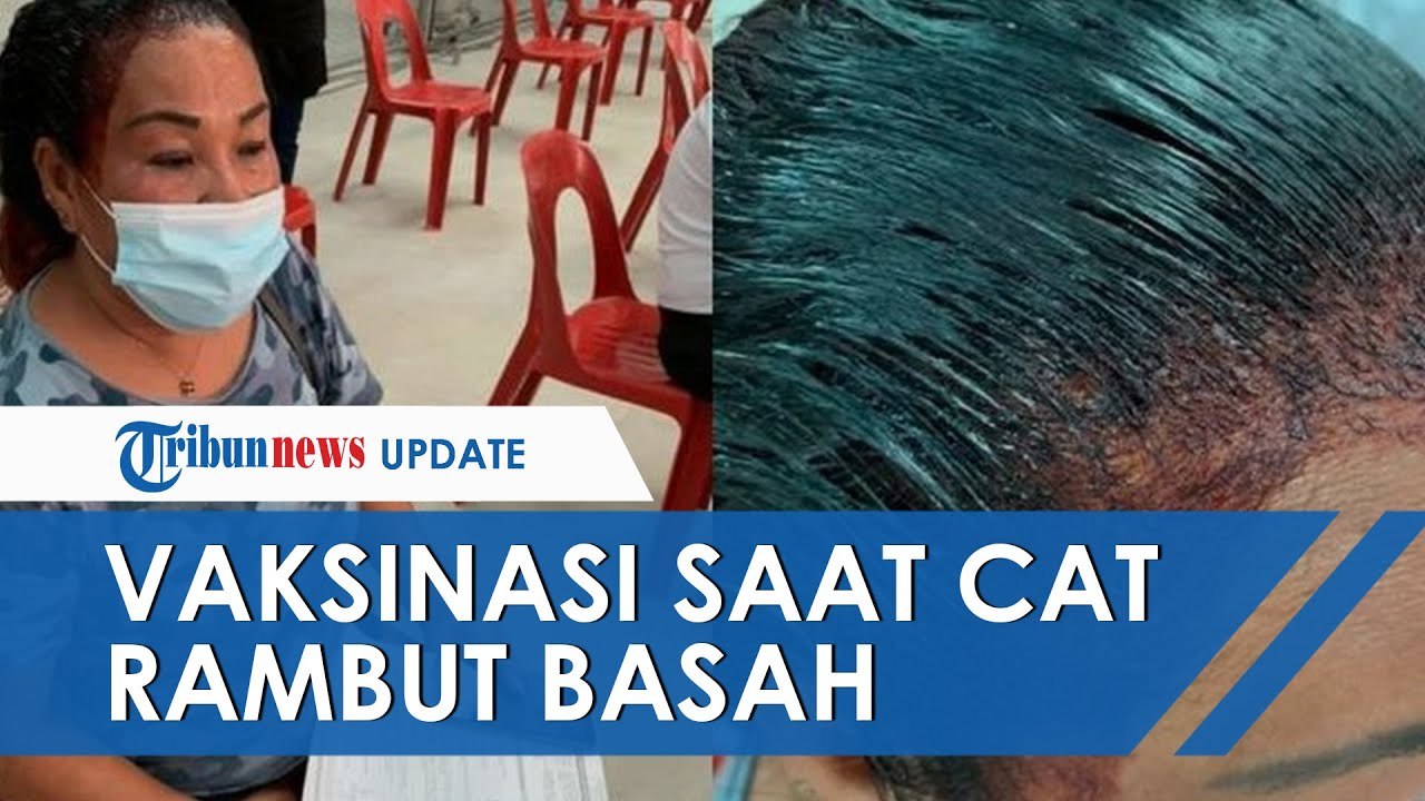 Viral Foto Seorang Ibu di Malaysia Datang Vaksinasi Walaupun Semir Rambutnya Belum Kering