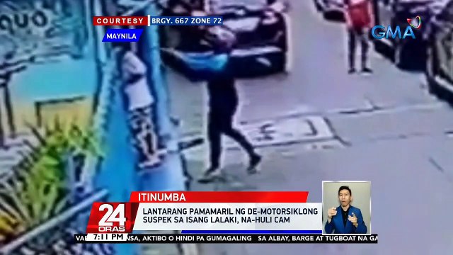 Lantarang pamamaril ng de-motorsiklong suspek sa isang lalaki, na-huli cam | 24 Oras