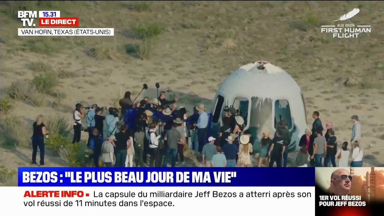 Accueil plein d'enthousiasme pour le retour sur Terre de Jeff Bezos et des trois autres passagers de Blue Origin