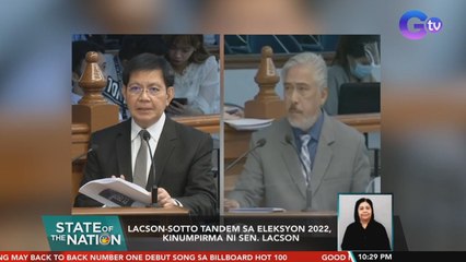 Lacson-Sotto tandem sa Eleksyon 2022, kinumpirma ni Sen. Lacson | SONA