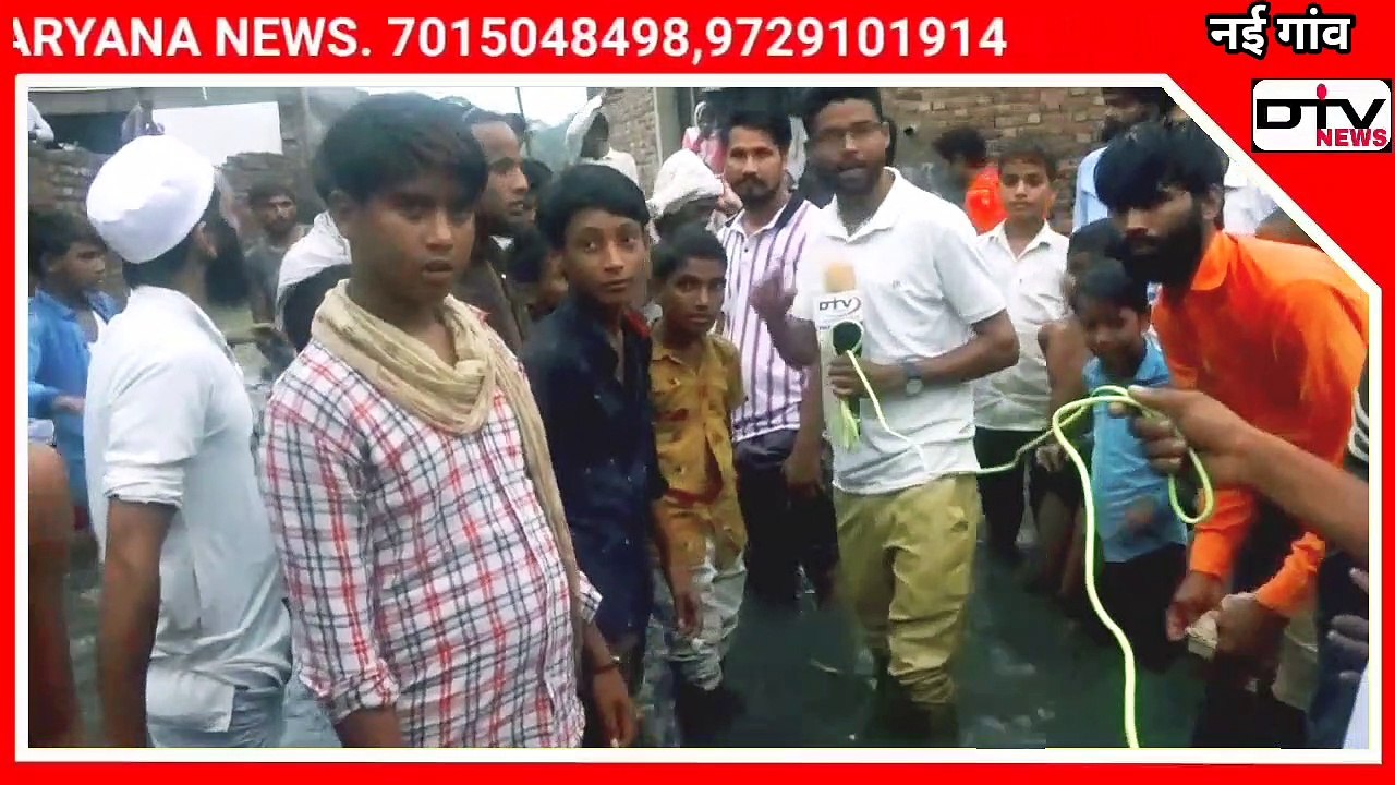 मेवात में भारी बारिश के कारण नई गांव में चारों तरफ़ पानी भरा दबंगों ने तलाब की ज़मीन पर कब्ज़ा किया