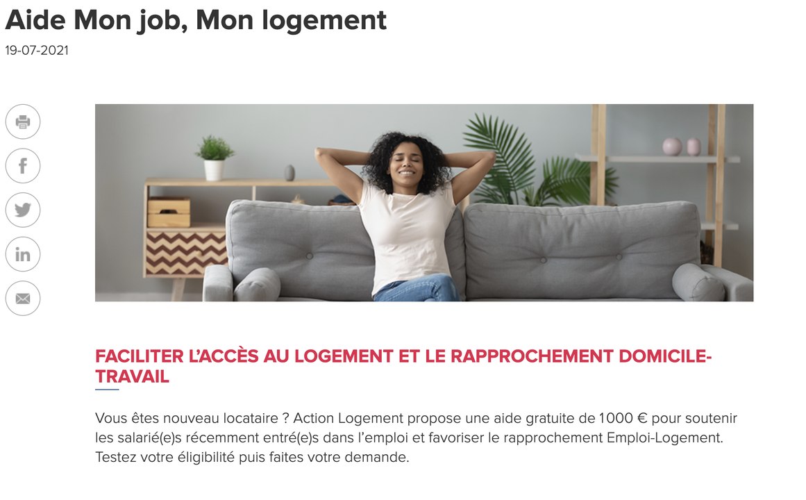 Nouvelle aide au logement : "mon Job mon Logement"